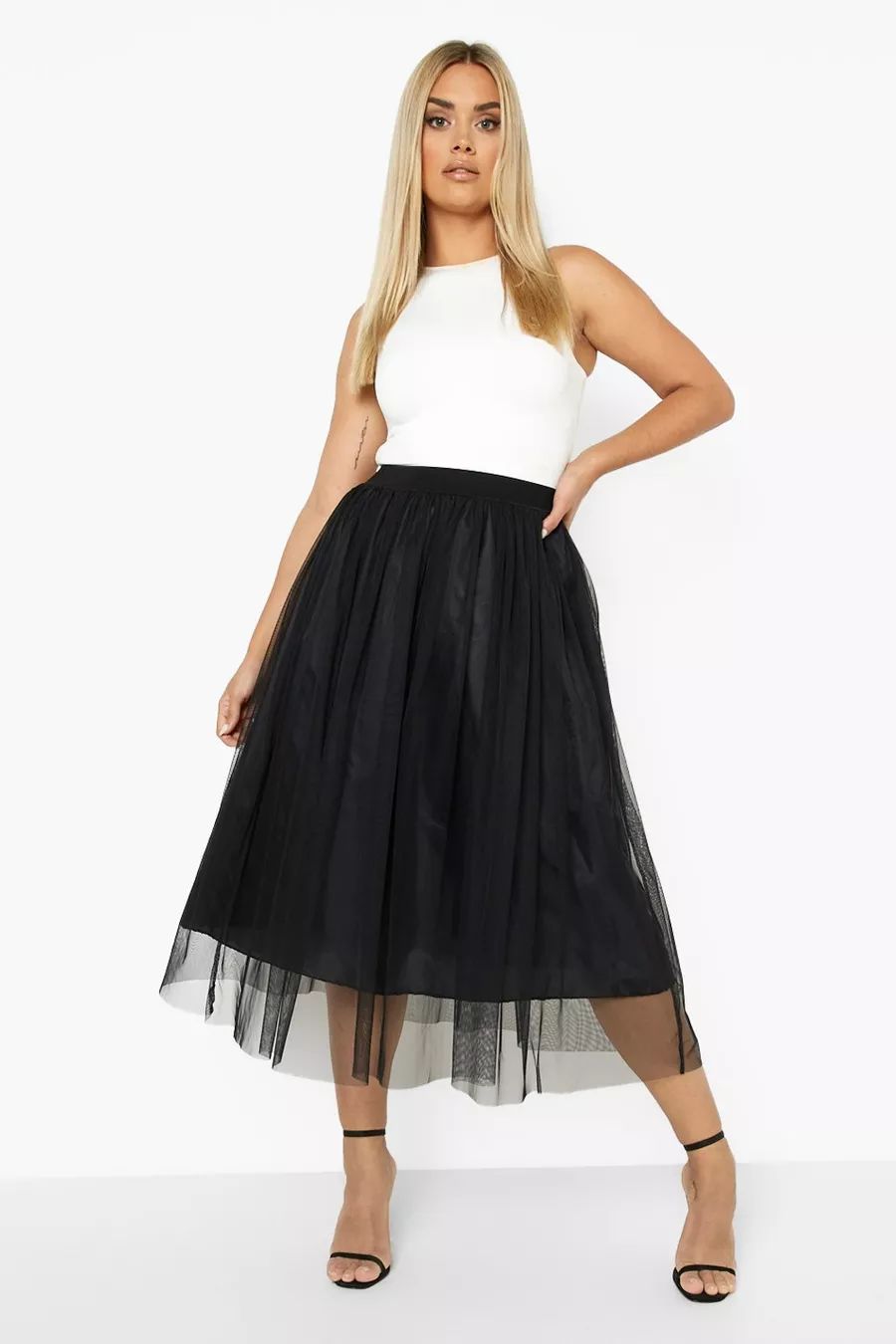 Plus Tulle Mesh Midi Skirt | Boohoo.com (US & CA)
