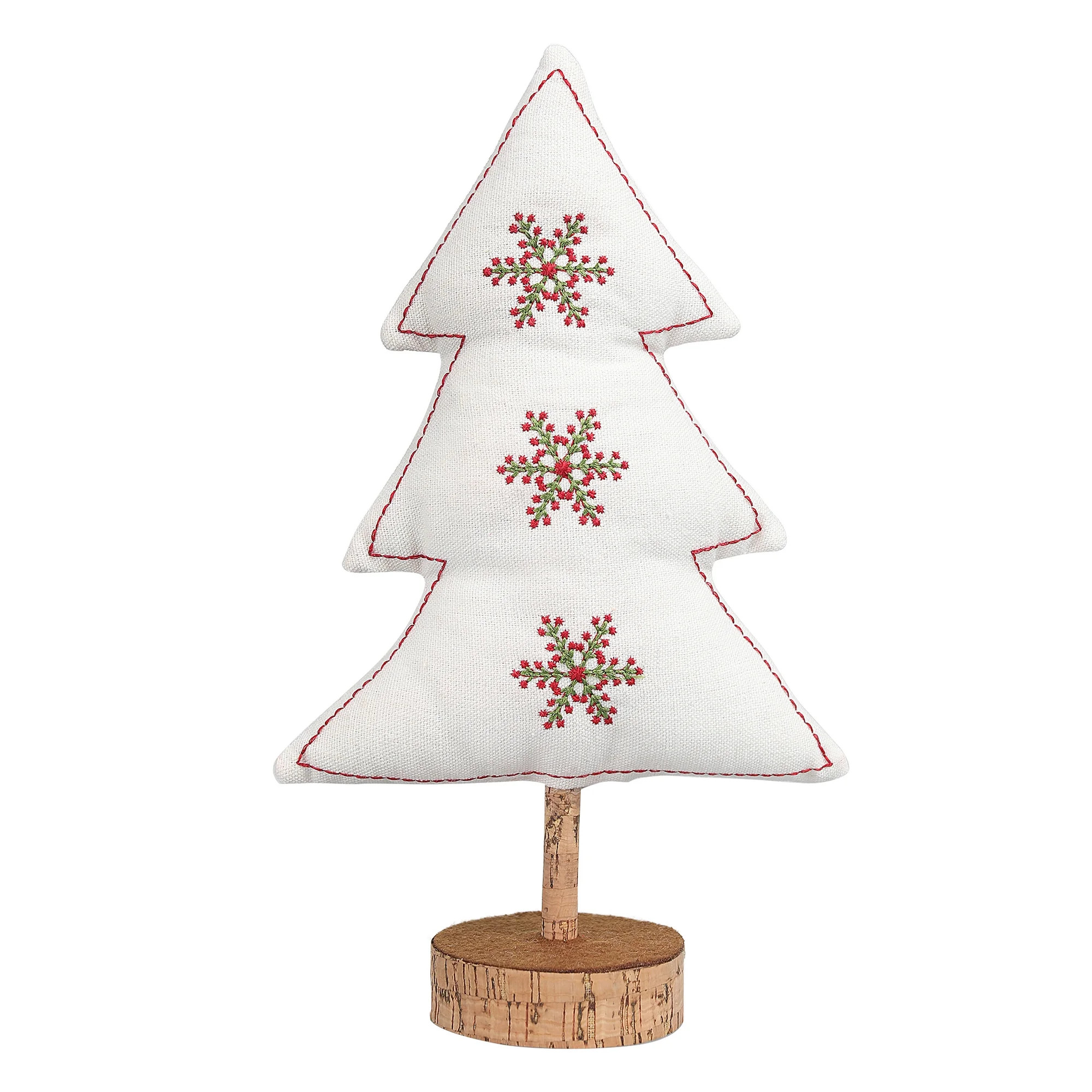 Holiday Time White Fabric Tree with Snowflakes Tabletop Decoration, 10"H | Walmart (US)