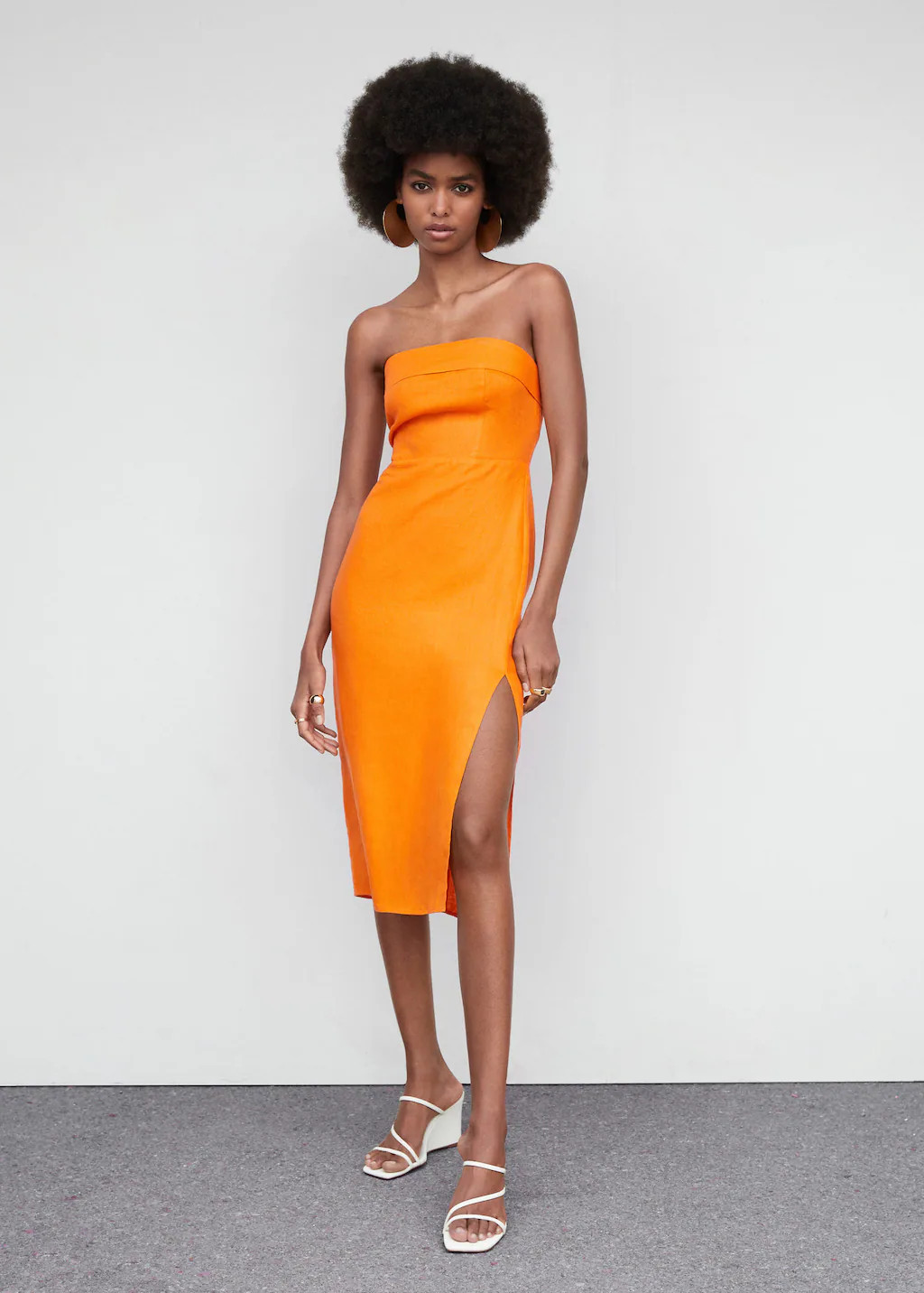 Linen strapless dress -  Women | Mango USA | MANGO (US)
