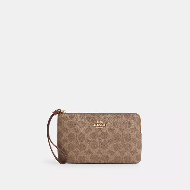 Coach Outlet Large Corner Zip Wristlet In Signature Canvas | Shop Simon