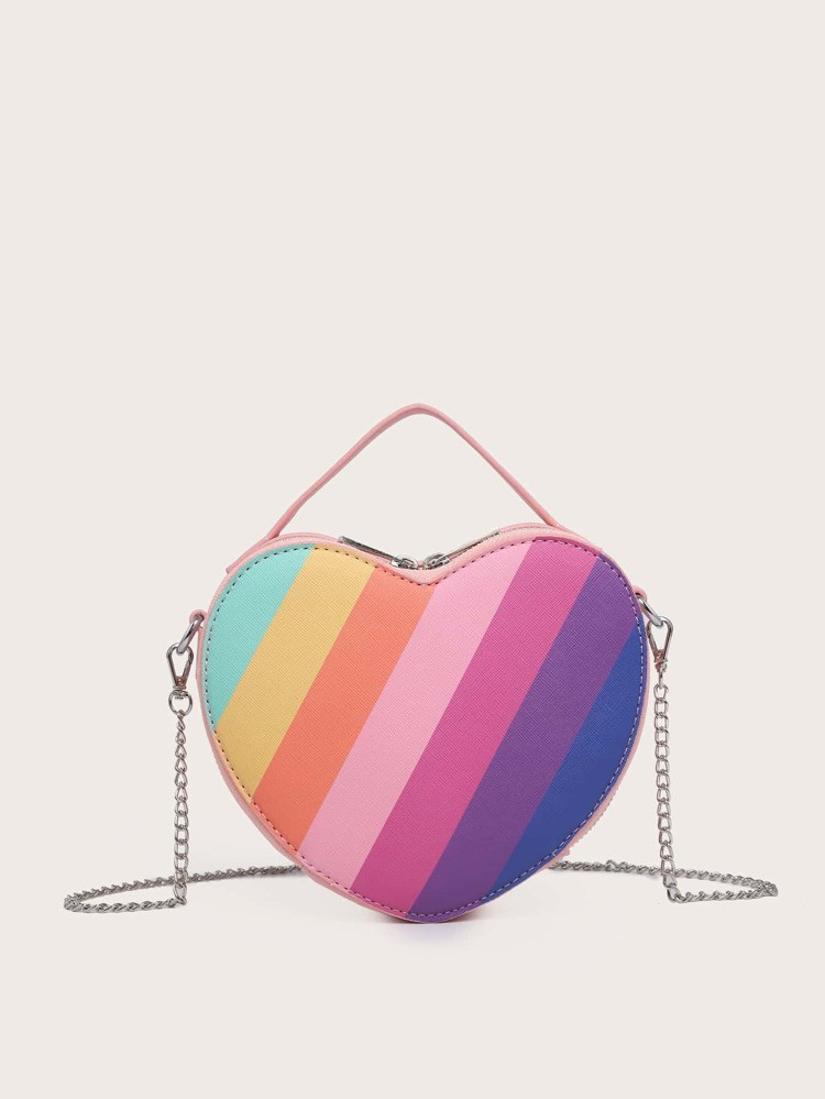Colorful Striped Pattern Chain Satchel Bag | SHEIN