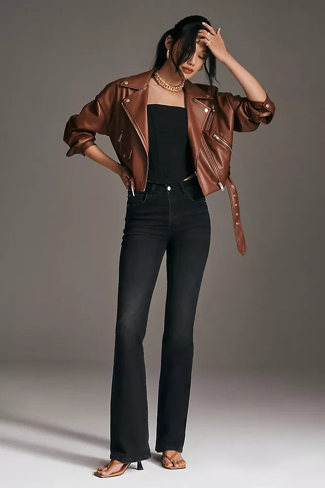 Avec Les Filles Cropped Faux Leather Moto Jacket | Anthropologie (US)