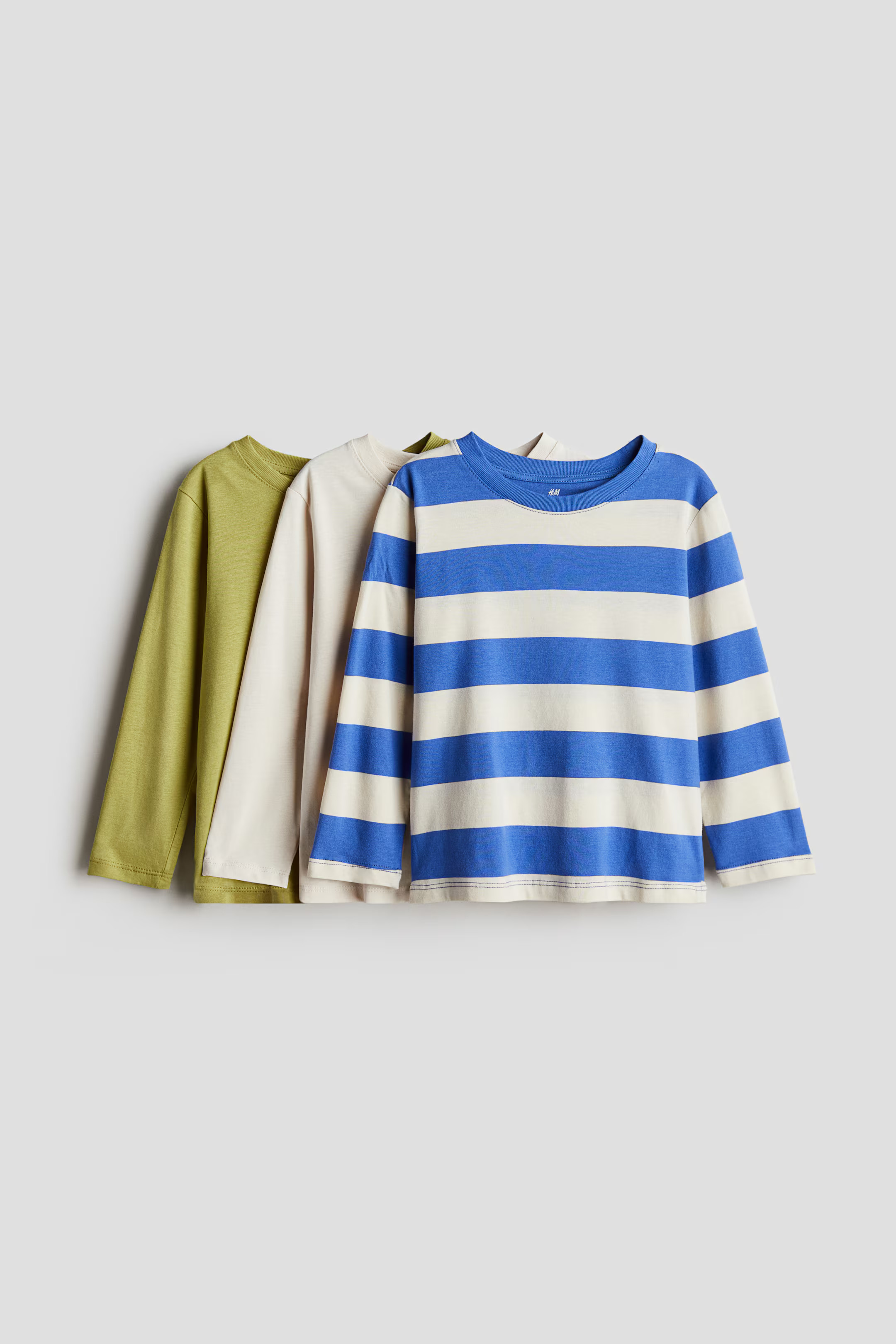 3-pack Long-sleeved T-shirts - Blue/striped - Kids | H&M US | H&M (US + CA)