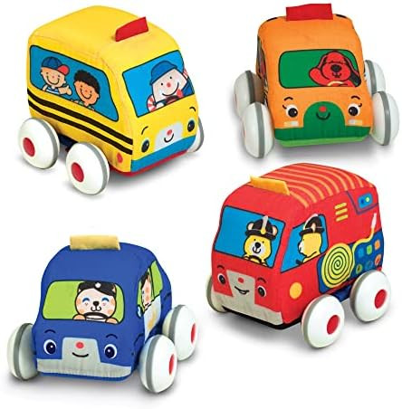 Melissa & Doug K's Kids Pull-Back Vehicle Set - Soft Baby Toy Set With 4 Cars and Trucks and Carr... | Amazon (CA)