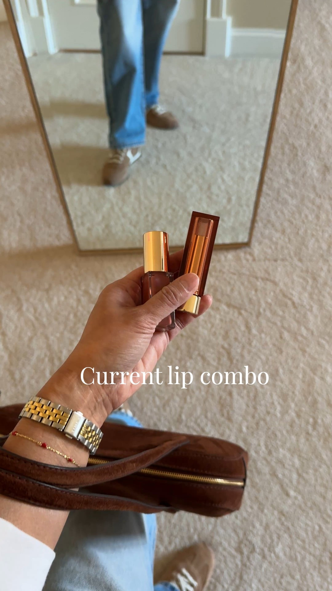Current lip combo. Clean beauty. 
Moisturizing lipstick:  shade ginger 
Lip oil: shade biarritz
Good color combo to give a brighter nude lip look. 
My favorite clean beauty lip products. 
The only lipstick I wear. 
And the lip oil is more like a gloss. 
Feels weightless and never dries out my lips  

#LTKOver40 #LTKootd #LTKBeauty