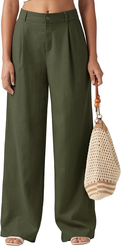 Willit Women's Linen Pants Wide Leg Work Dress Pants Casual Slacks Business Pants with Pockets 29... | Amazon (US)