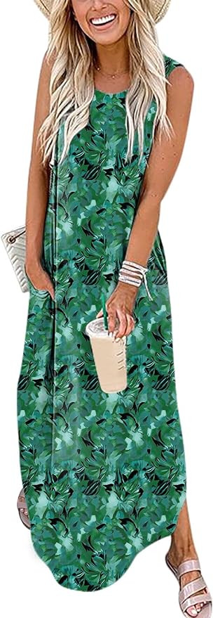 ANRABESS Women's Casual Loose Sundress Long Dress Sleeveless Split Maxi Dresses Summer Beach Dres... | Amazon (US)