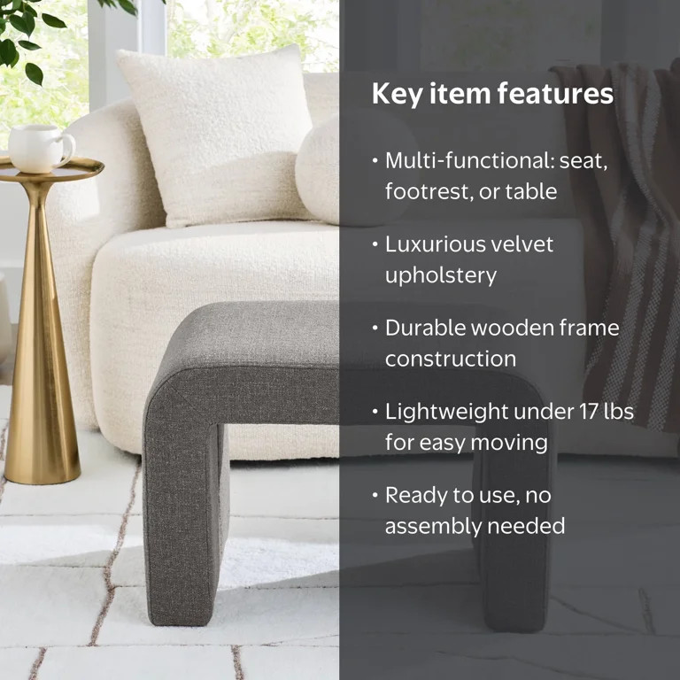 Better Homes & Gardens Juliet Waterfall Boucle Ottoman, Truffle Brown | Walmart (US)