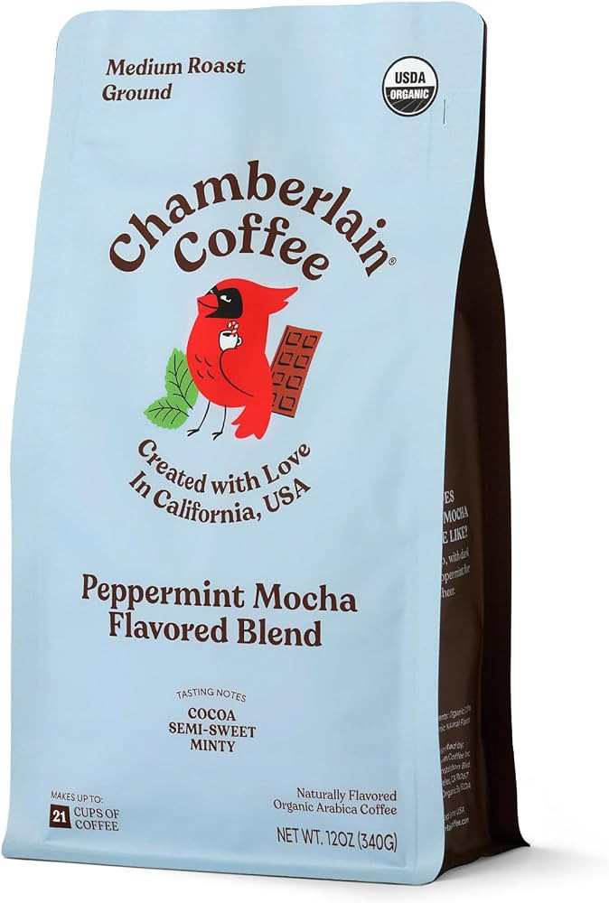 Chamberlain Coffee Clever Cardinal Peppermint Mocha Blend - Medium Roast Ground Coffee Beans with... | Amazon (US)
