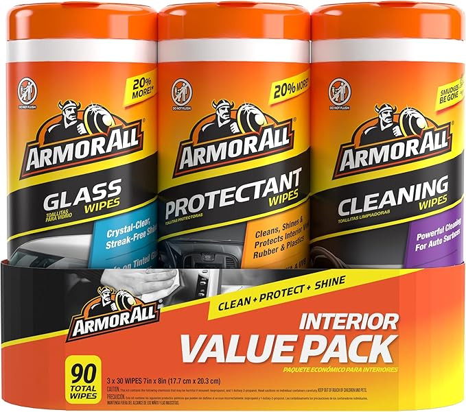 Armor All Car Interior Value Pack, 90 Count, Includes Auto Glass Cleaner, Cleaning Wipes and Prot... | Amazon (US)