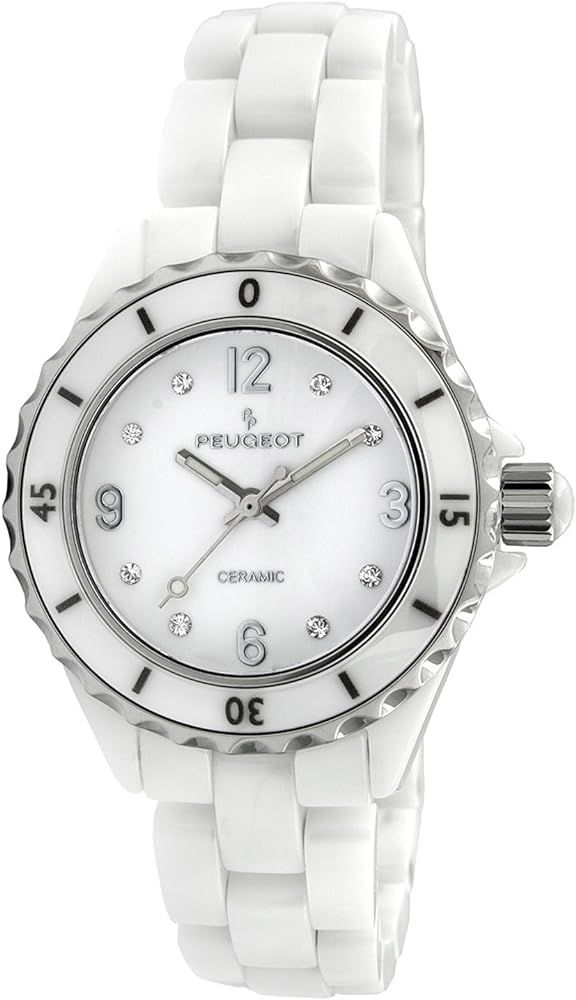 Peugeot Ceramic Wrist Watch with Sport Bezel Swarovski & Crystal Markers | Amazon (US)