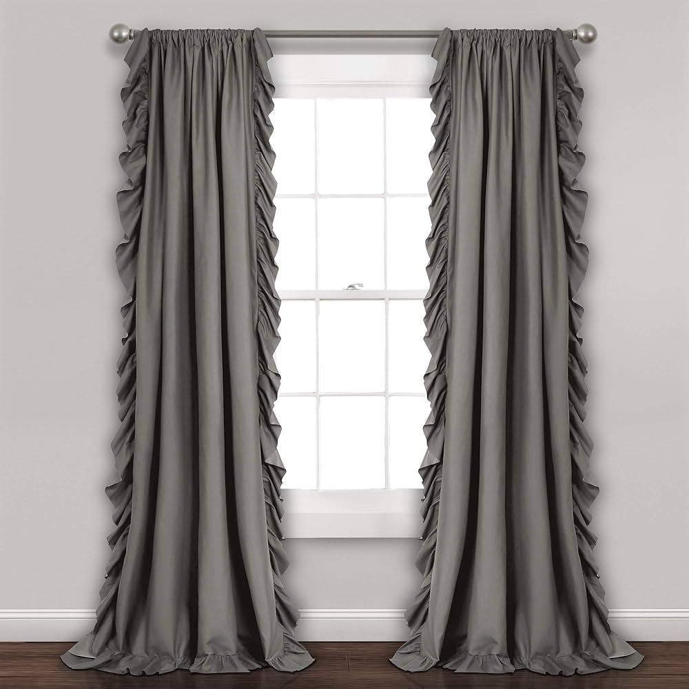 Lush Decor Reyna Ruffle Window Curtain Panel Set for Living, Dining, Bedroom (Pair), 54"W x 84"L,... | Amazon (US)
