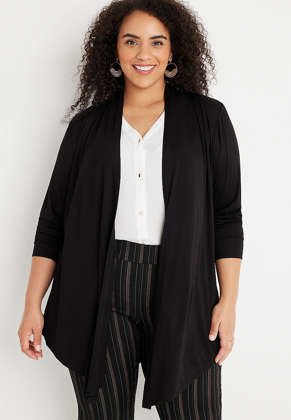 Plus Size Long Sleeve Open Front Cardigan | Maurices