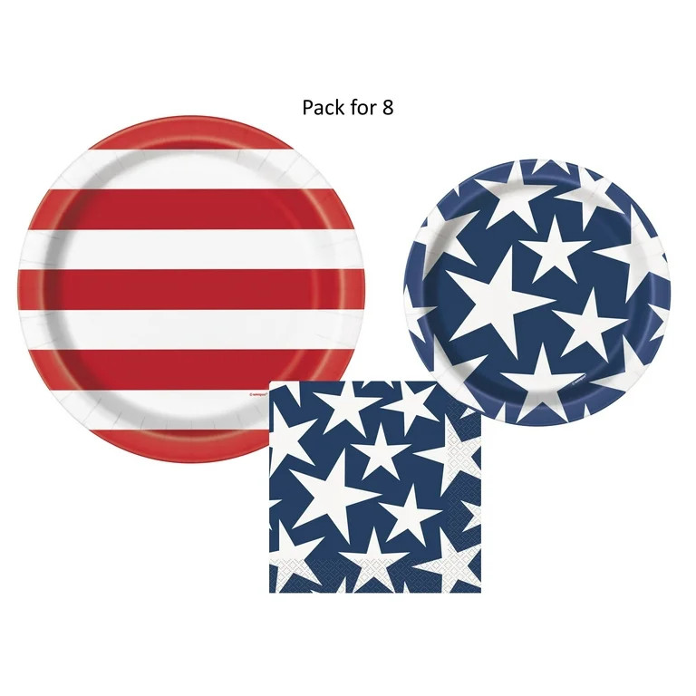 Stars and Stripes Patriotic 4th of July Party Supplies Pack  Stars and Stripes Plates  Stars and ... | Walmart (US)