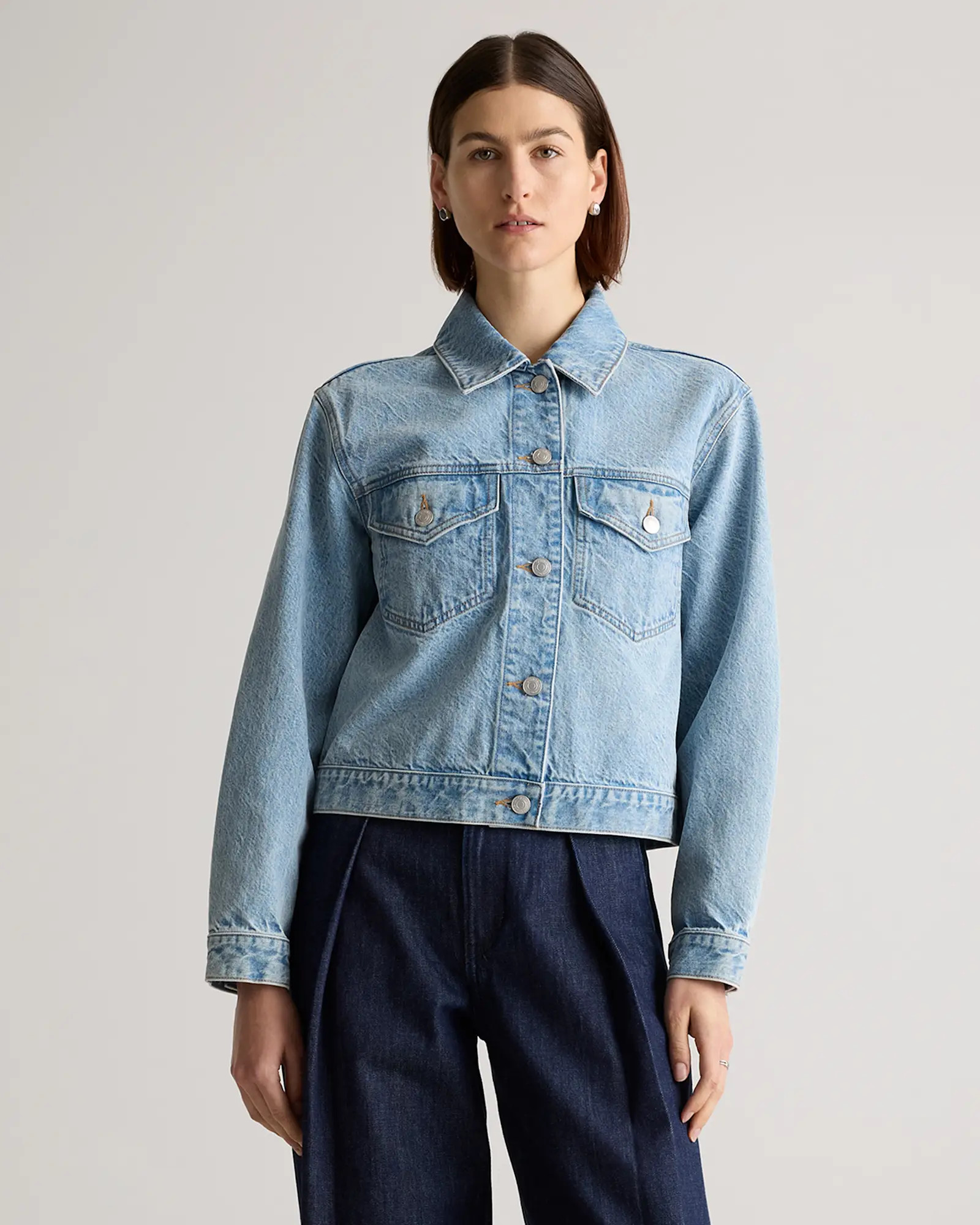 100% Organic Cotton Cropped Denim Jacket | Quince