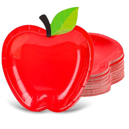 FOIMAS 50pcs Apple Shaped Paper Plates,Back to School Plates First Day of School Disposable Tableware Plate for Back to School Teacher Appreciation Party Supply | Amazon (US)