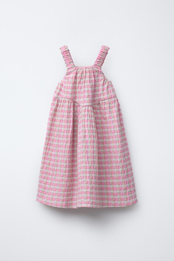 PLAID PRINT TEXTURED DRESS | Zara US