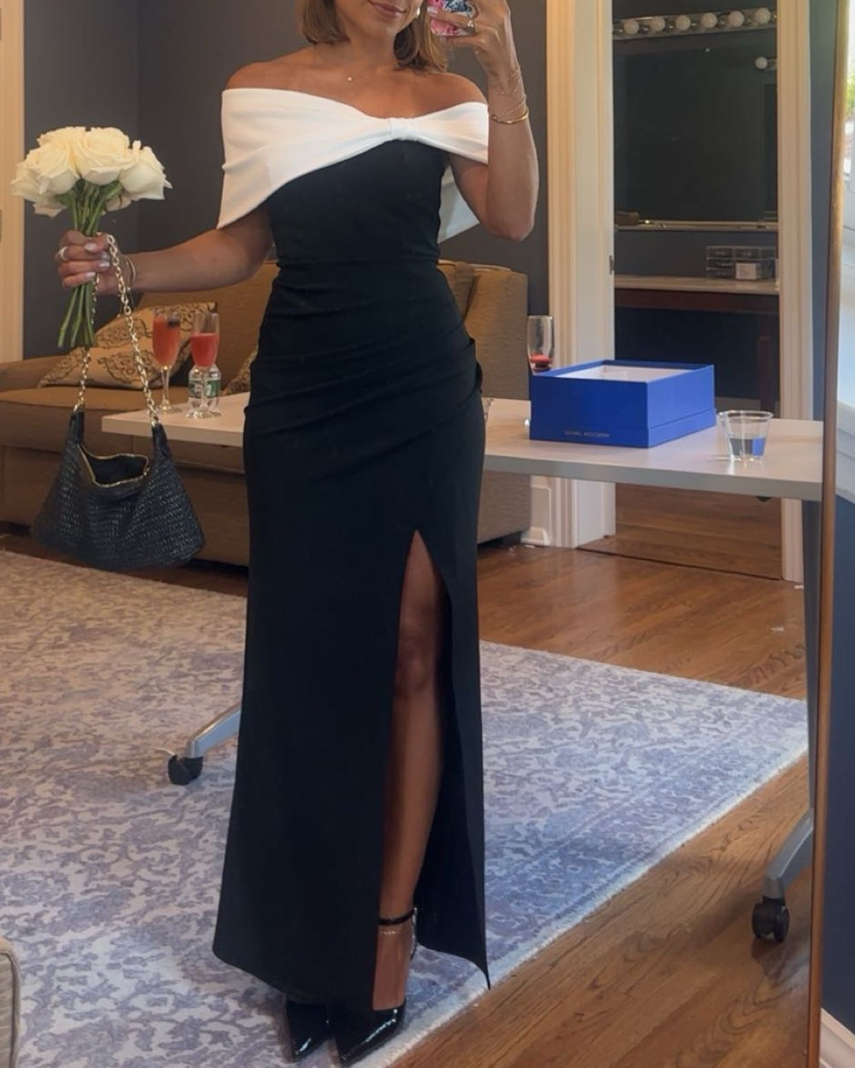 Classy bridesmaid dress | off the shoulder black and white dress

#LTKStyleTip #LTKBeauty #LTKParties