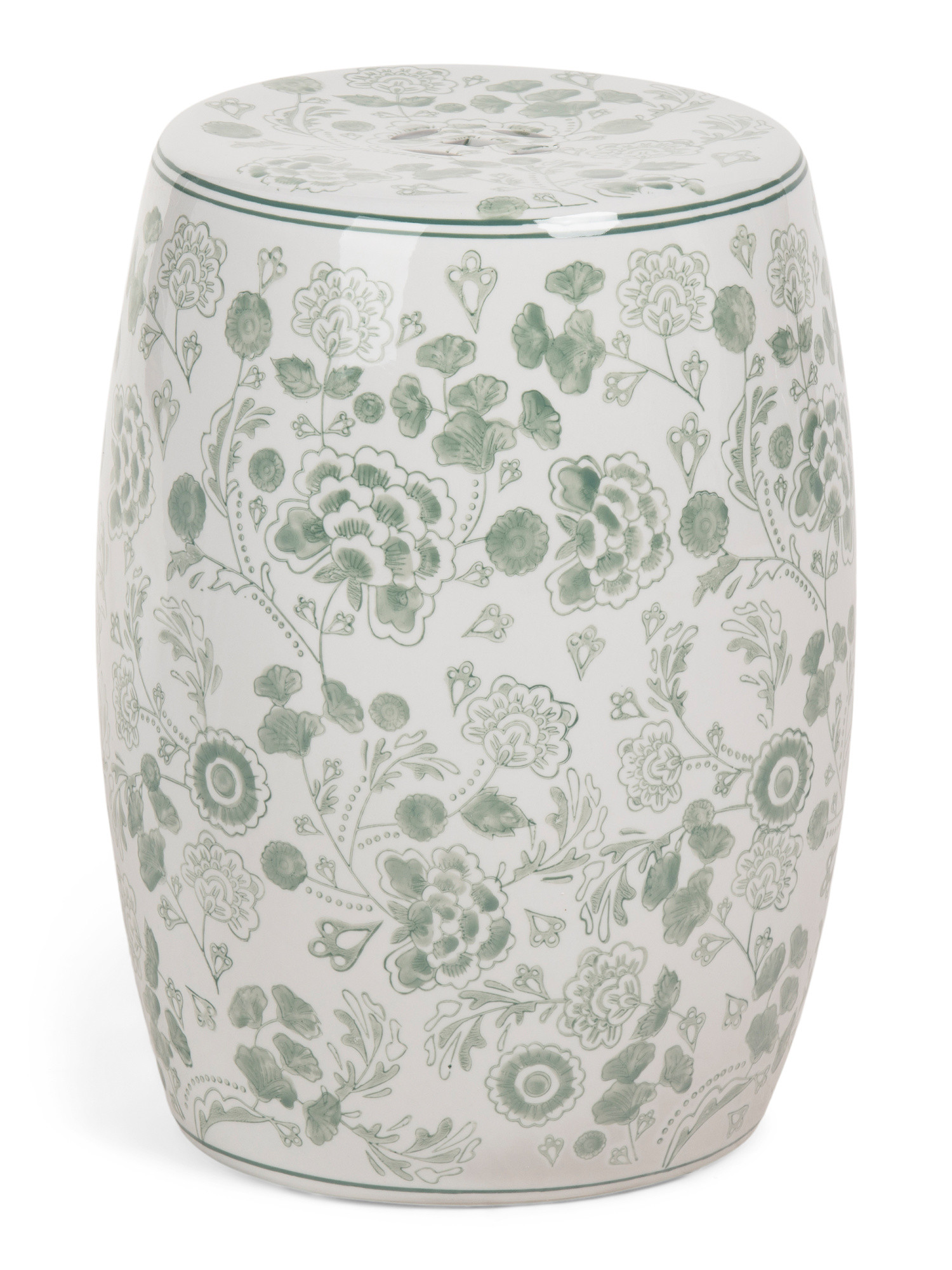 18in Ceramic Hydrangea Chinoiserie Stool | TJ Maxx