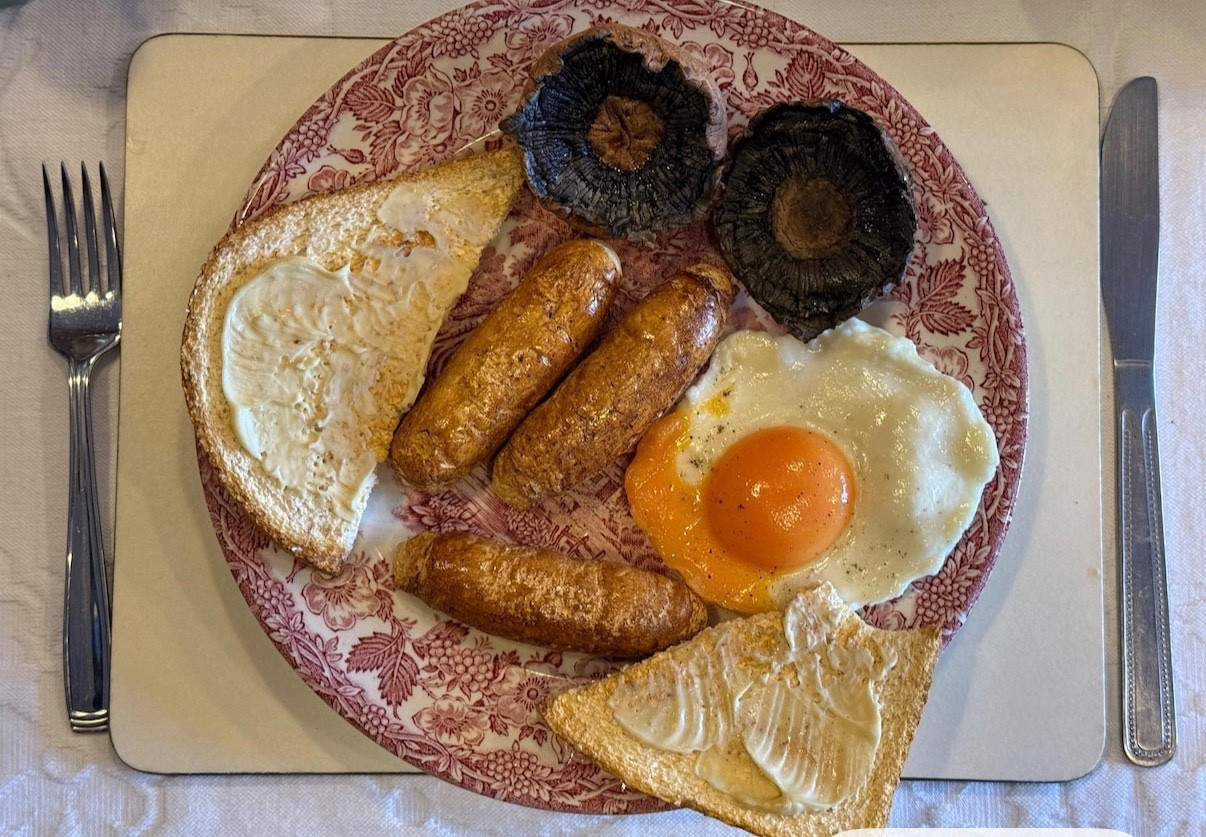 English breakfast- fake food workshop (I have the toast) You can write and ask if you can order certain foods instead of the entire meal 