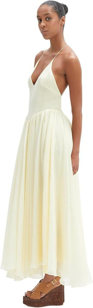 BARDOT Arletha Halter Maxi Dress for Women - Canary Yellow, Low Back, Fit & Flare Silhouette, 100... | Amazon (US)