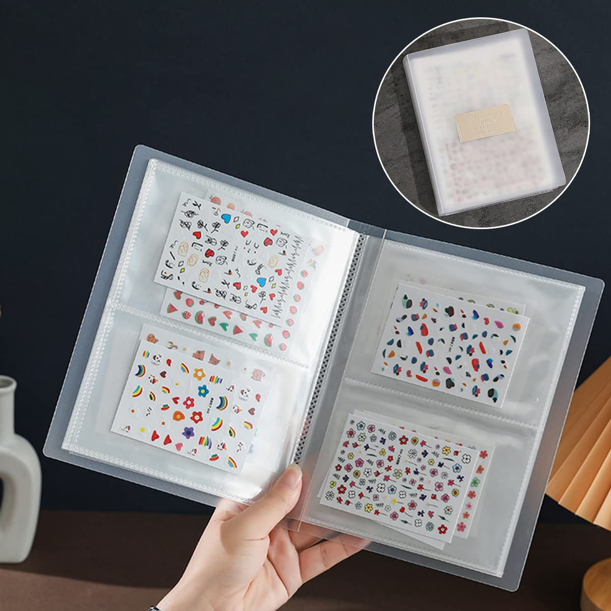 80 Slots Nail Art Sticker Storage Book Nail Art Decals Organizer Display Showing Book Collecting Alb | Amazon (US)