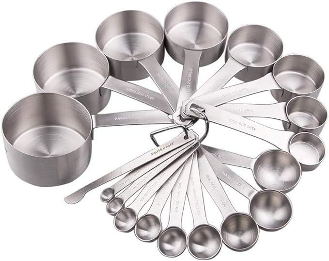 Lucky Plus Stainless Steel Measuring Cups and Spoons Set 18/8(304) Steel Material Heavy Duty 8 Me... | Amazon (US)