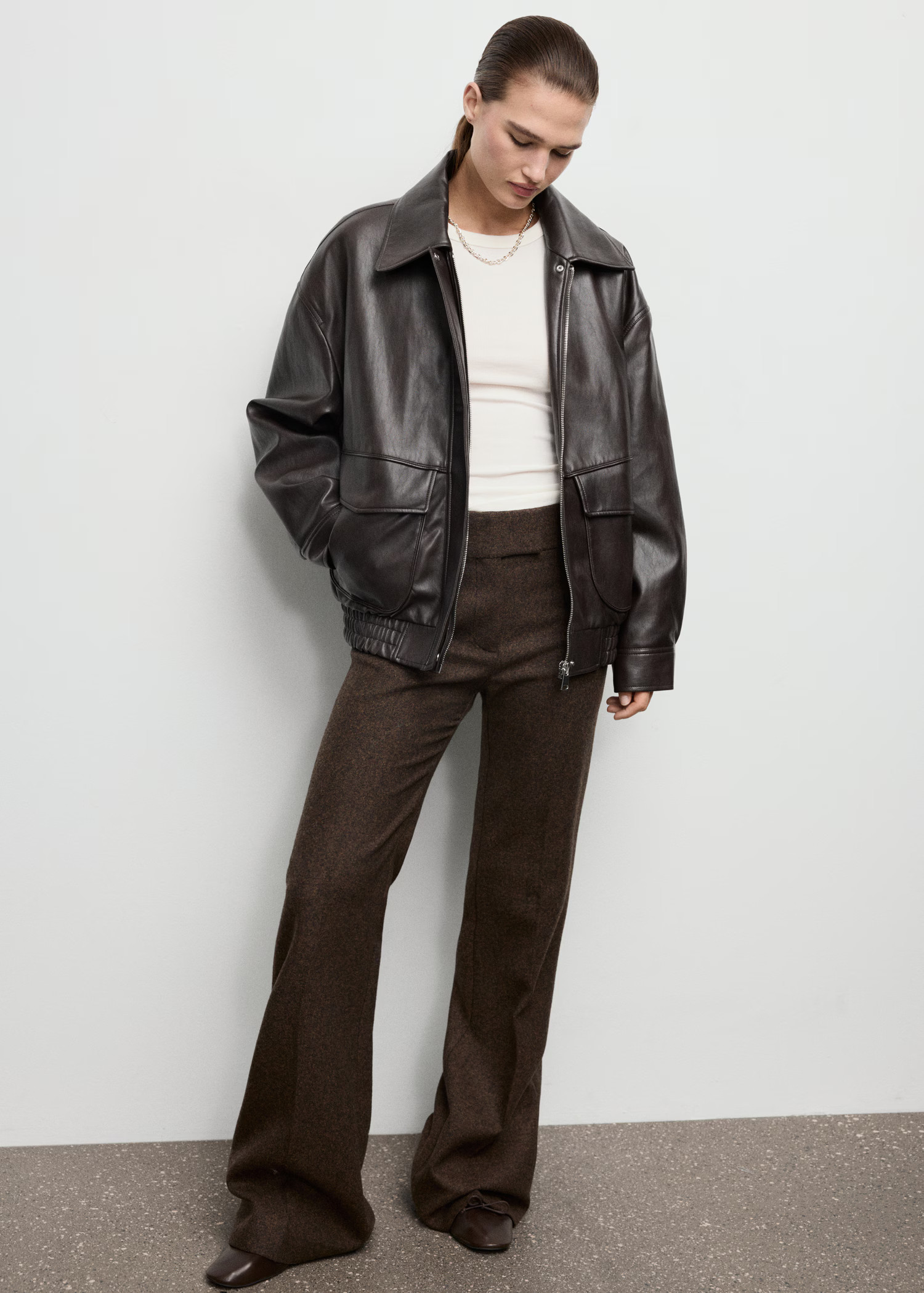 Oversized leather-effect jacket | MANGO (UK)