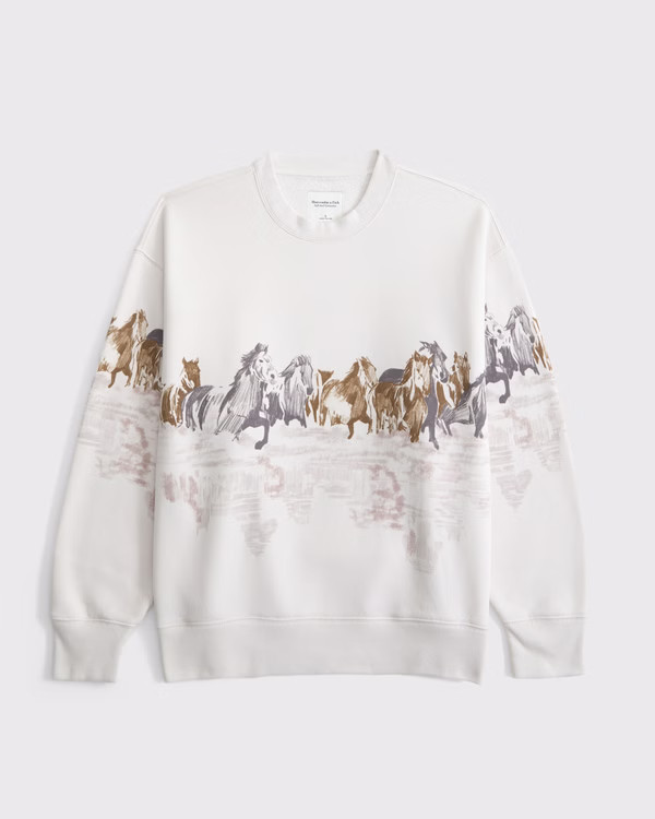 Women's Horses Graphic Oversized Sunday Crew | Women's Tops | Abercrombie.com | Abercrombie & Fitch (US)