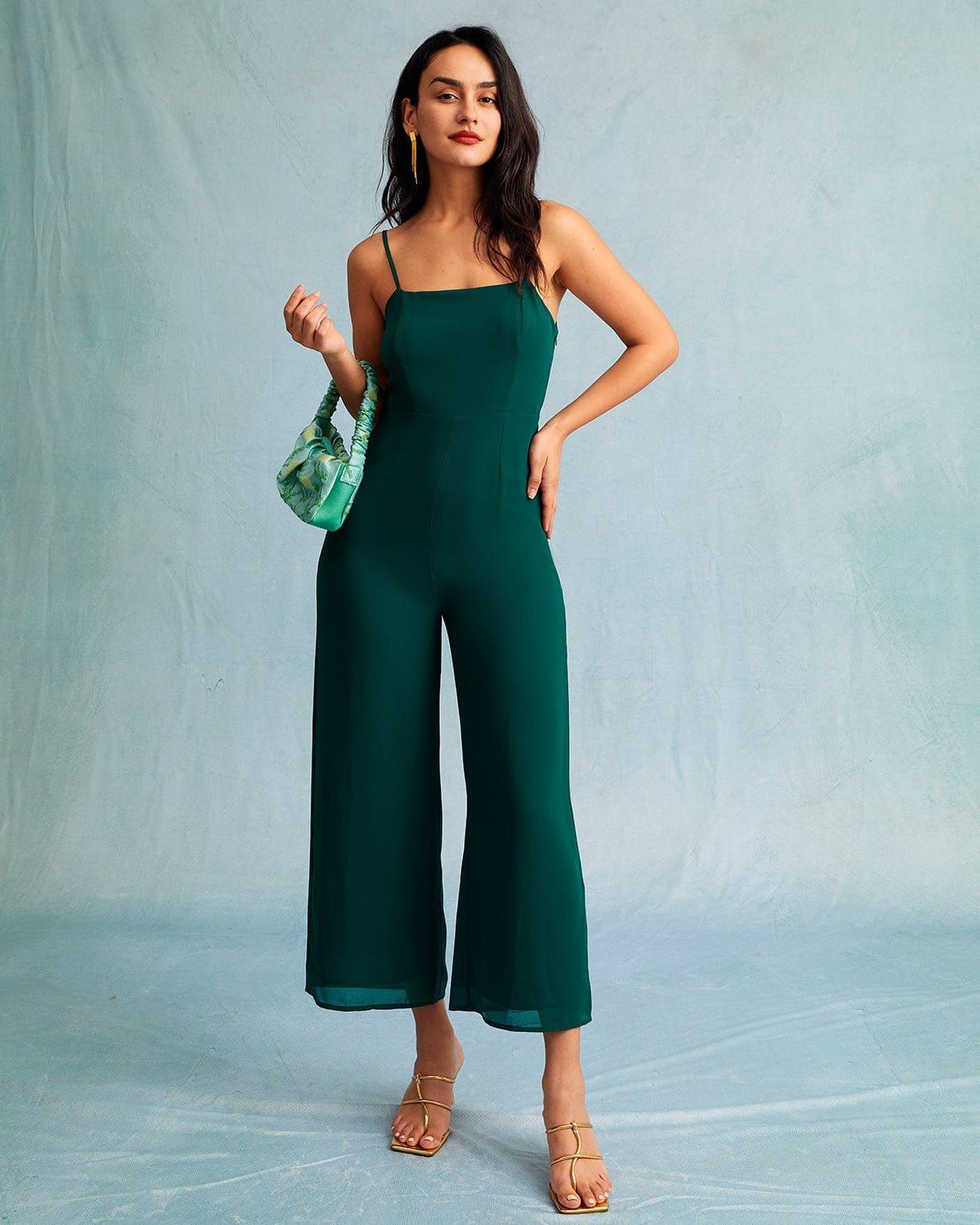 The Green Sleeveless Sheer Backless Jumpsuit & Reviews - Green - Jumpsuits&Rompers | RIHOAS | rihoas.com