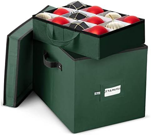 ZOBER Premium Christmas Ornament Storage Box for Large Ornaments with Trays- 4-inch Compartment -... | Amazon (US)