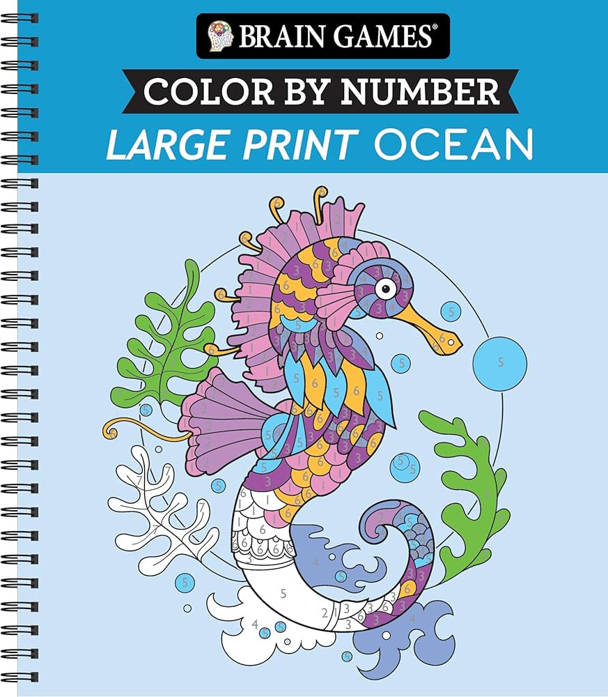Brain Games - Color by Number - Large Print: Ocean | Amazon (US)