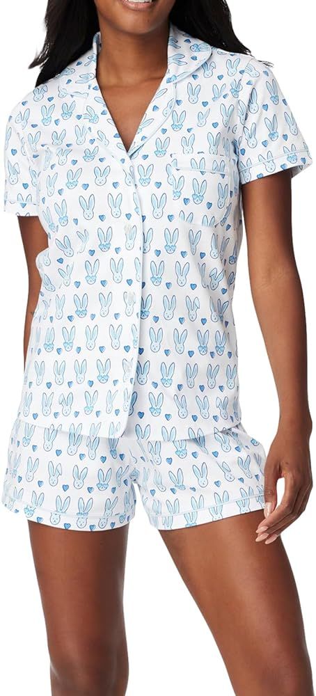 Women 2 Piece Floral Pajamas Set Y2k Short Sleeve Button Down Shirt Side Split Shorts Set Sleepwe... | Amazon (US)