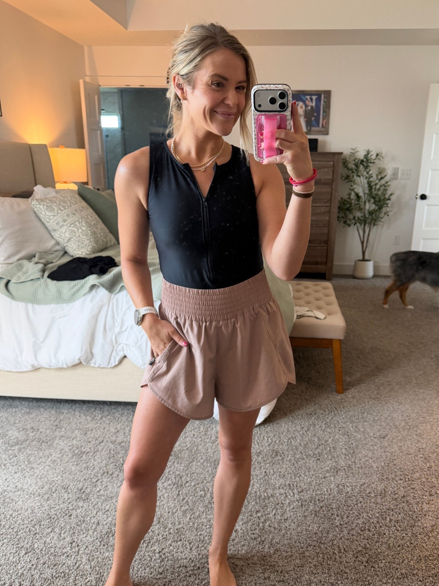 Quince zipper one piece swimsuit - always get compliments on this one! True to size, several colors 

Amazon athletic shorts - sized up to M

#LTKfitnessgoals #LTKActive #LTKSwim