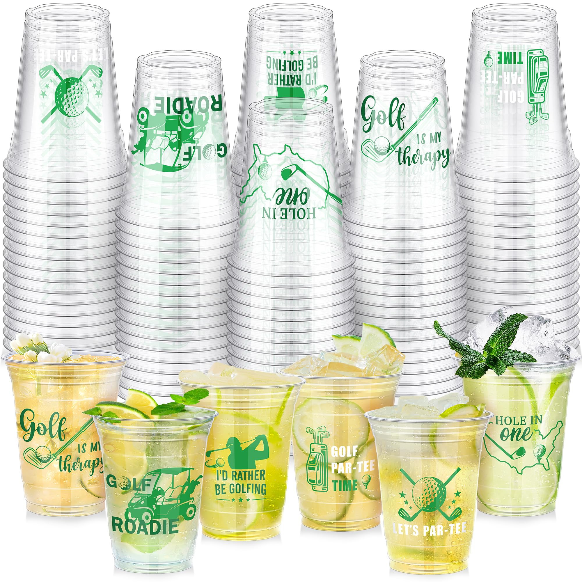 120 Pieces Golf Party Disposable Plastic Cups Bulk 16 Ounces Let's Par-Tee Clear Golf Cups for Th... | Amazon (US)