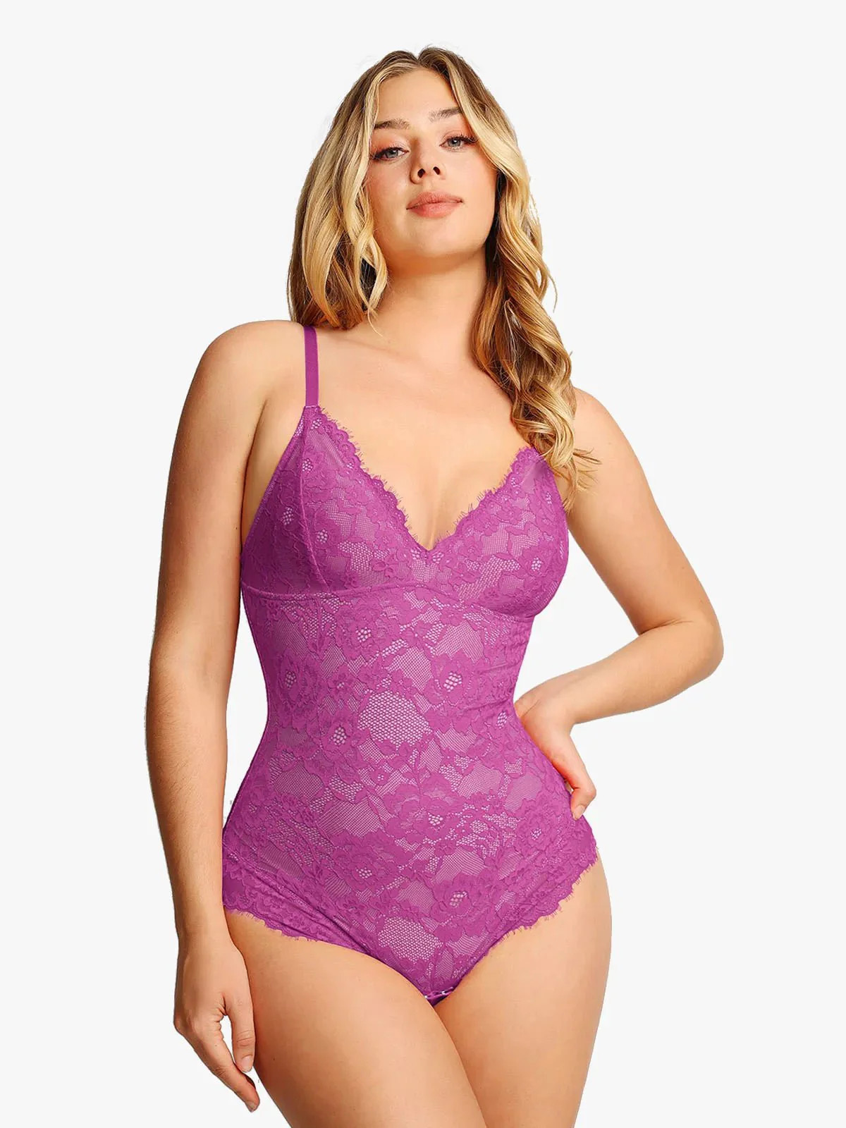 Sexy Lace Bodysuit Shapewear - Purple / L | Popilush