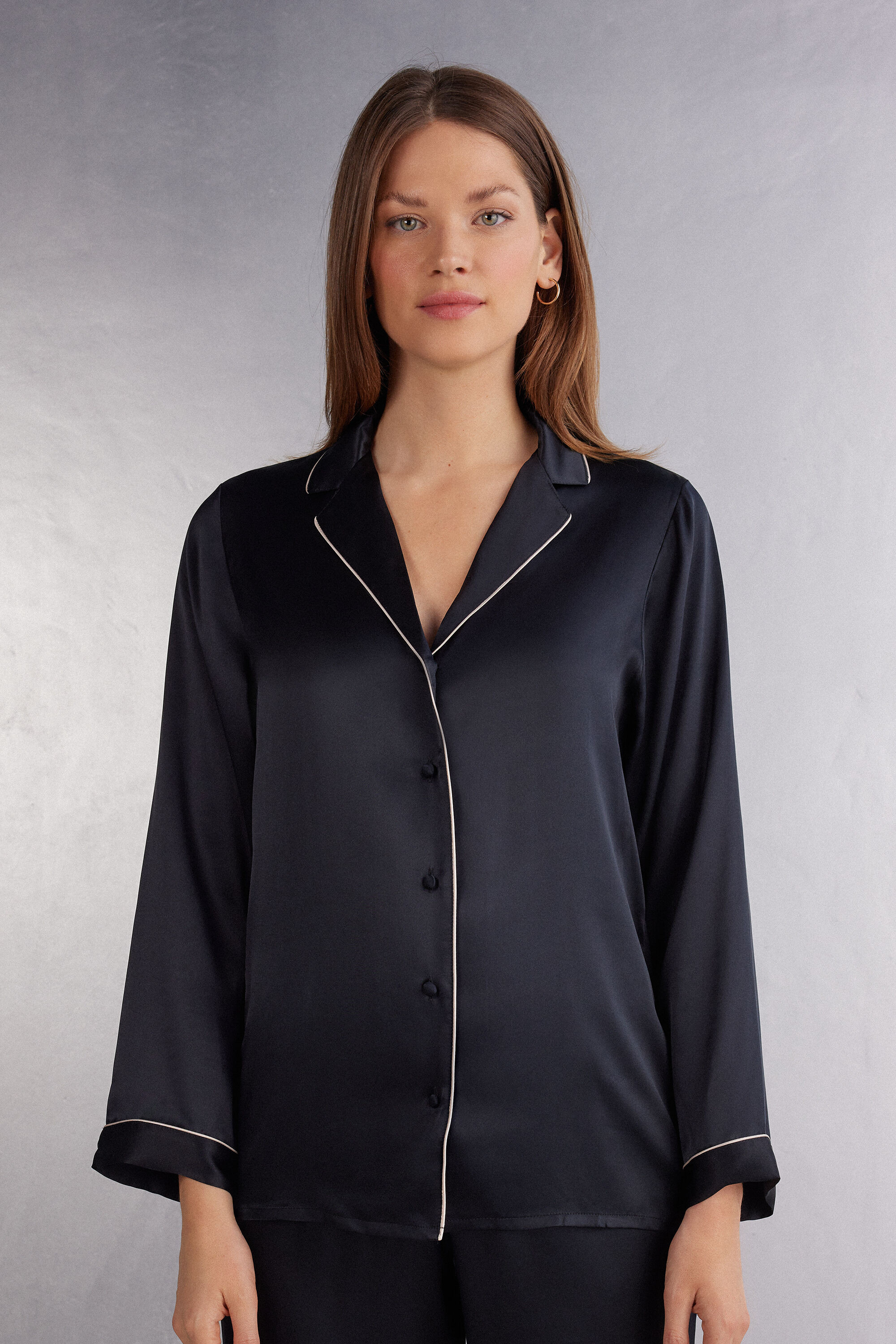 Mannish-Cut Jacket in Silk Satin | Intimissimi (US)