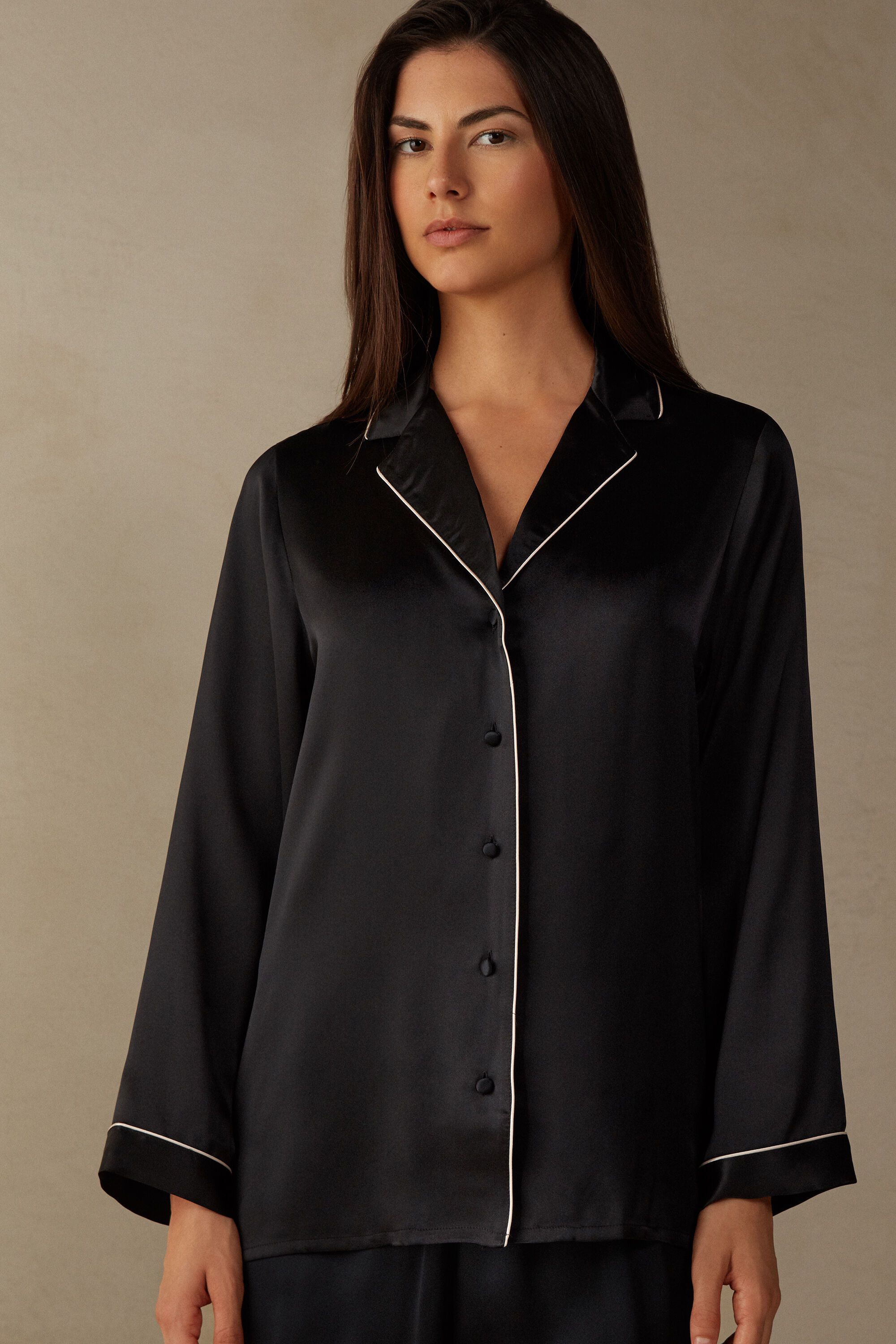 Mannish-Cut Jacket in Silk Satin | Intimissimi (US)