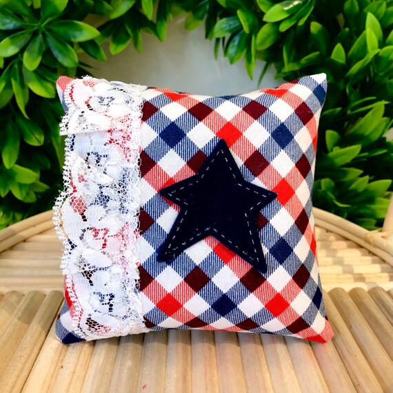 One Mini 4th of July Pillow, Mini Red White Blue Pillow, Tiered Tray Decor', Farmhouse Tiered Tra... | Etsy (US)