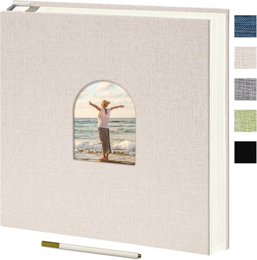 Vienrose 9.84x9.06 Inch Self-Adhesive Photo Album Linen Cover Arch Window Scrapbook Album 60 Page... | Amazon (US)