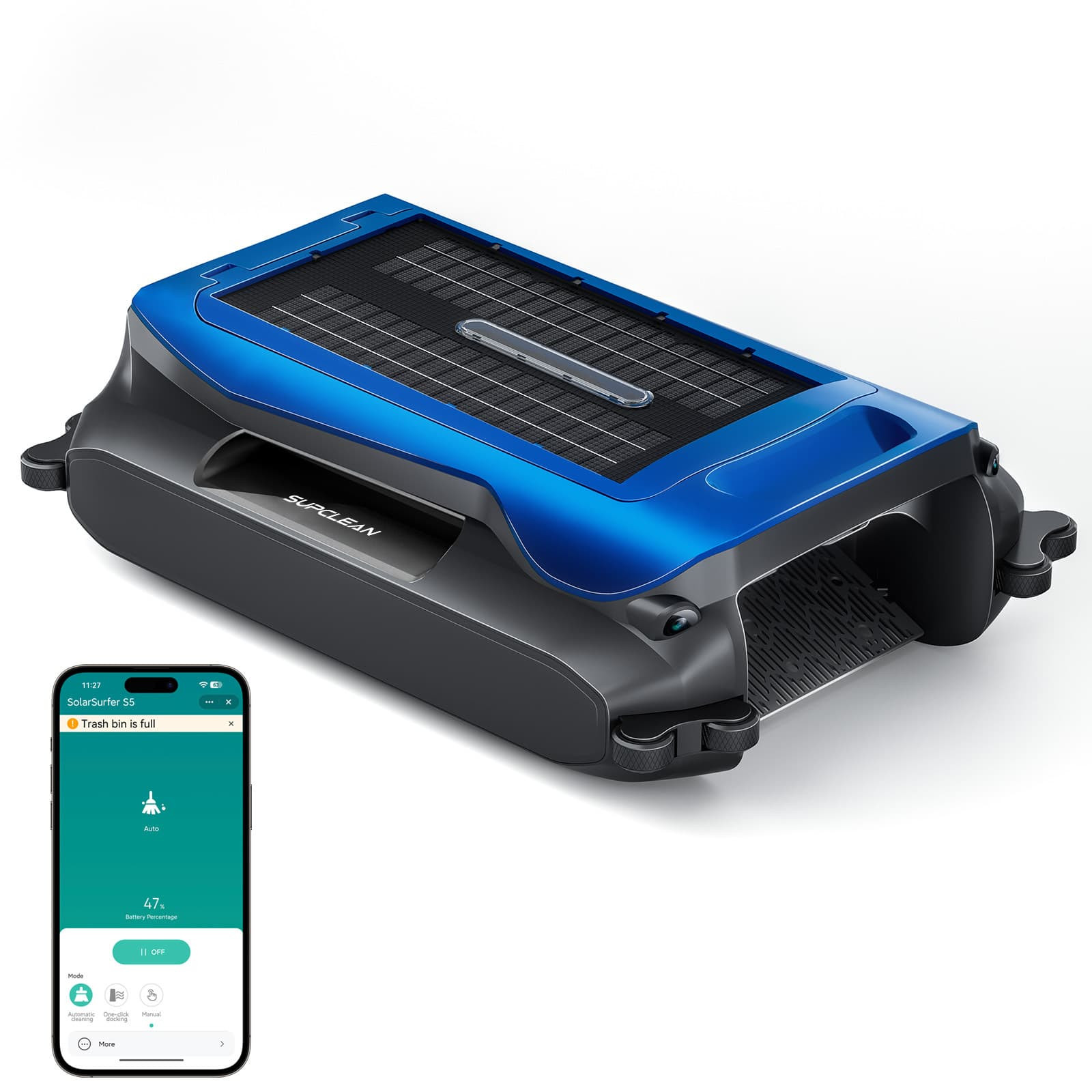 SUPCLEAN - Solar Automatic Electric Pool Separator Robot with APP Support, Cleaner for Above Ground Pool, Auto Robot cleaner,Blue | Best Buy U.S.