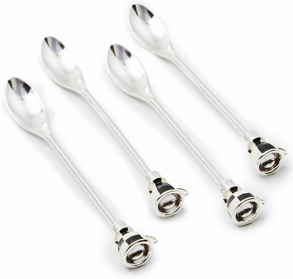 MACKENZIE-CHILDS Espresso Spoon Set, Cute Coffee Spoons and Teaspoons, Set of 4, Black-and-White ... | Amazon (US)
