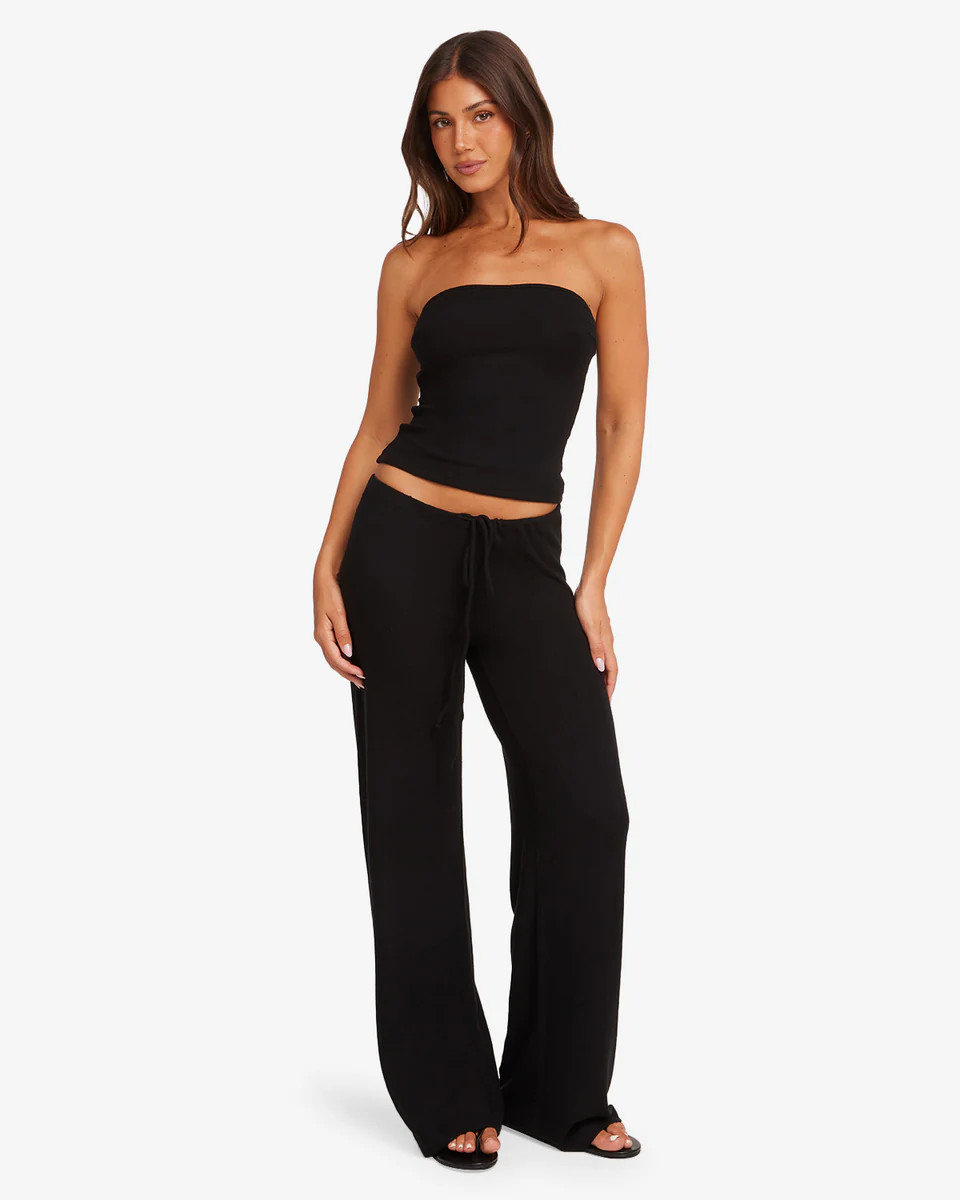 Terry Resort Pant | Black | Crop Shop Boutique US