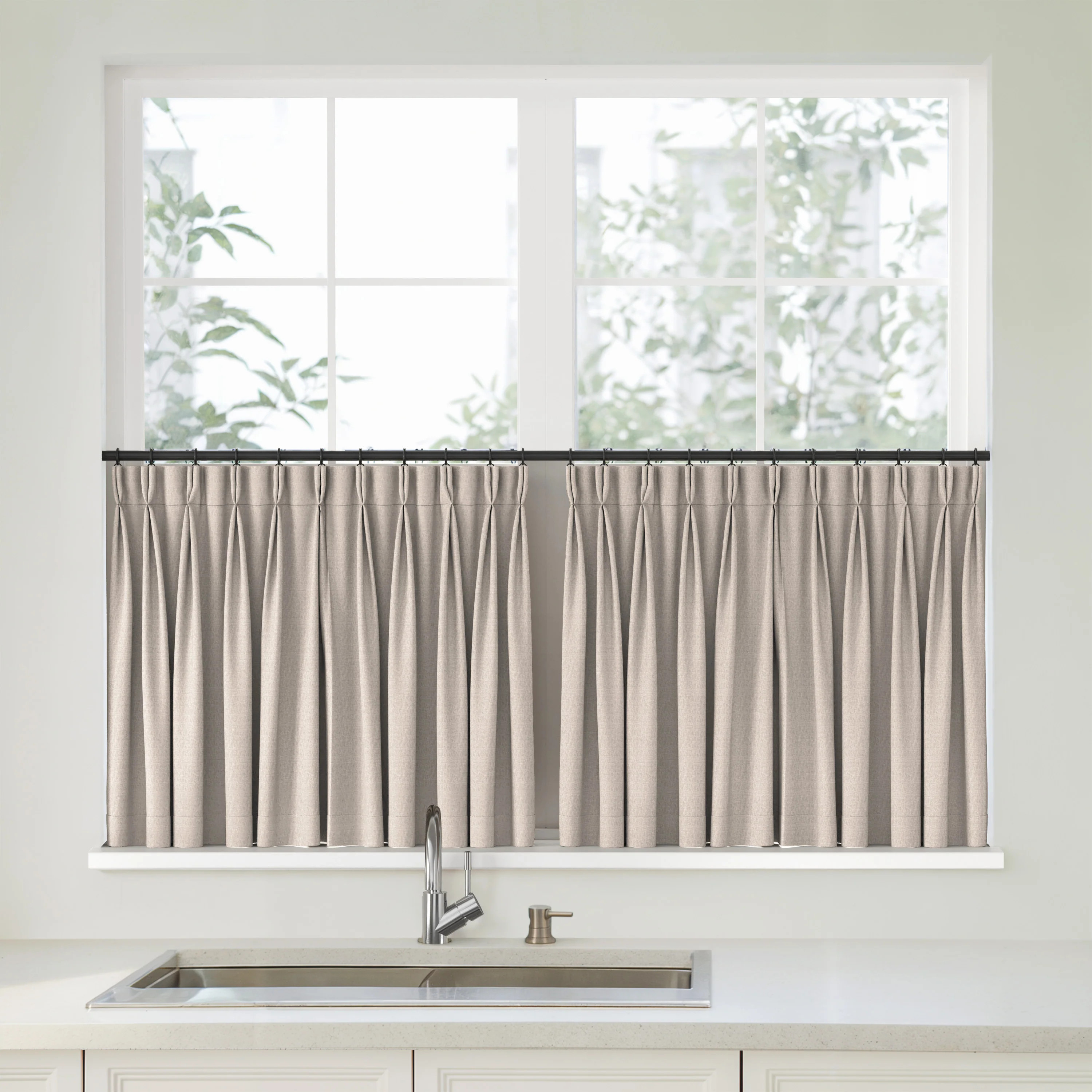 Florence Linen Pleated Cafe Curtains | LuxDrape