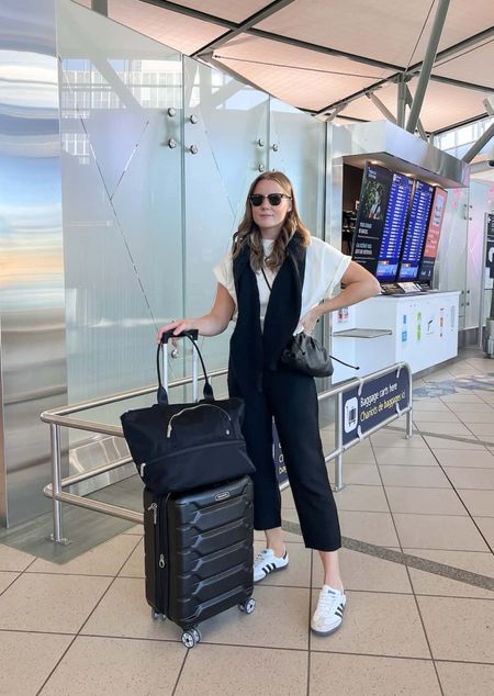 I love simple, neutral outfits for a travel day because they always look effortless and stylish. A plain white tee and black linen drawstring pants are ultra-comfy but still have a chic, put-together aesthetic.

Outfit inspo, outfit ideas, airport fit check, travel day outfit, Quince inspired fashion, women’s Adidas sneakers, trending style, women’s fashion, fashion favorites

#LTKstyletip #LTKtravel