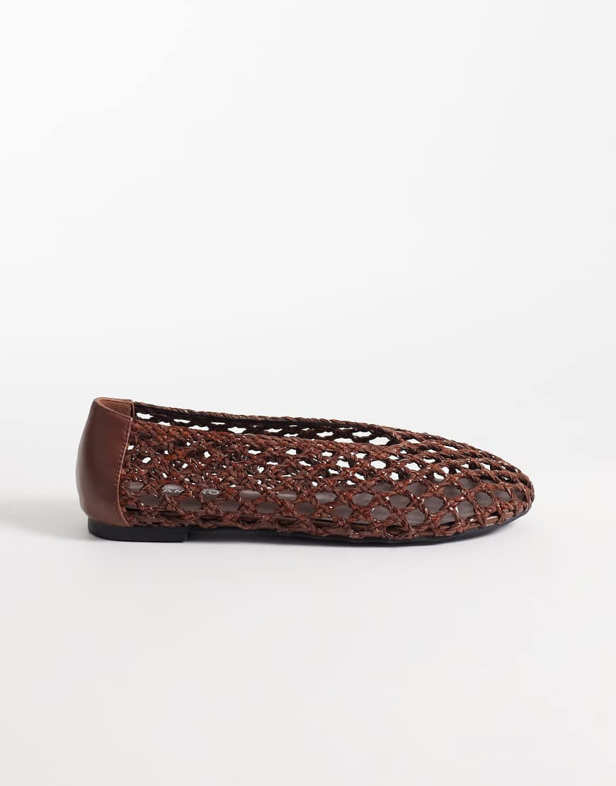 Glamorous woven ballet flats in chocolate brown | ASOS (Global)