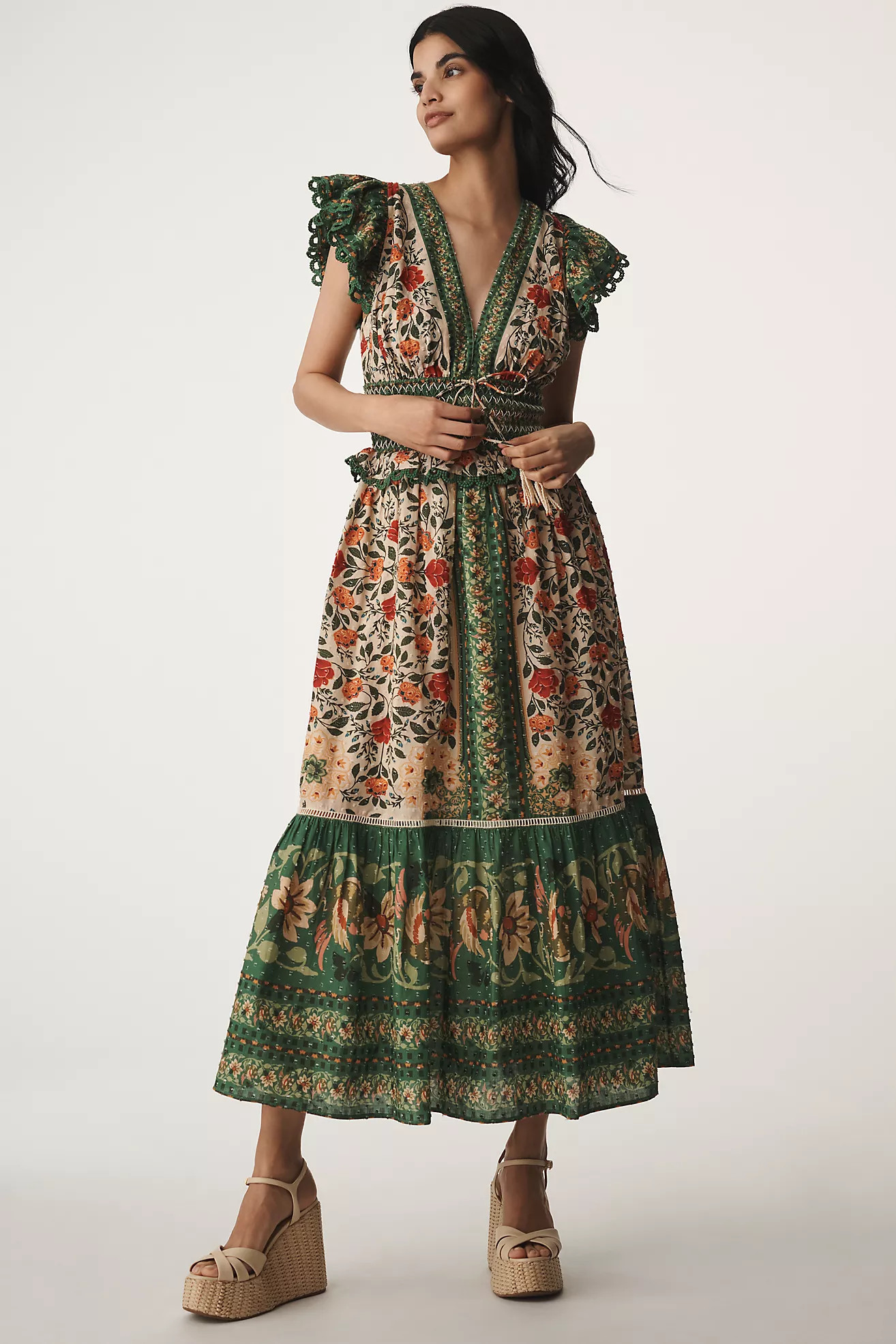 Farm Rio Garden Tapestry V-Neck Maxi Dress | Anthropologie (US)