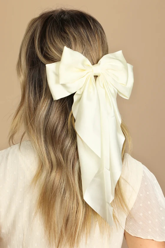 Elegant Finish Ivory Oversized Bow Hair Clip | Lulus (US)