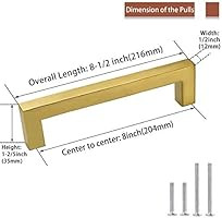 goldenwarm Brass Cabinet Pulls Brushed Gold Cabinet Hardware - LSJ12GD204 Kitchen Drawer Pulls Ha... | Amazon (US)