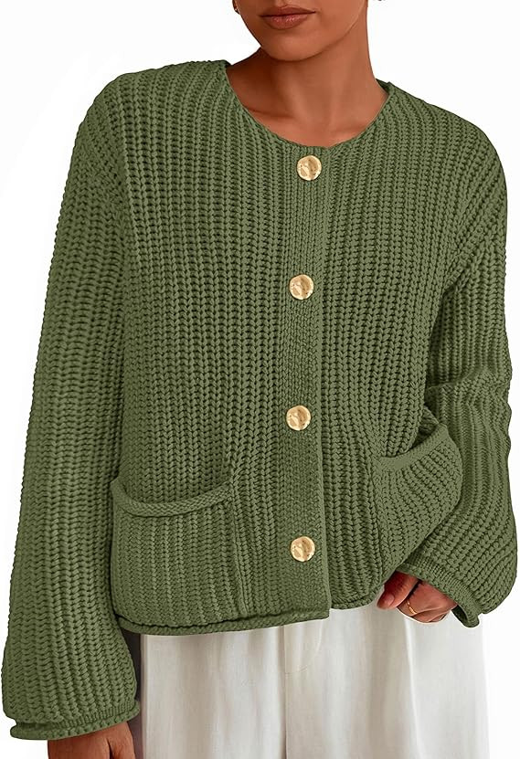 PRETTYGARDEN Cardigan Sweaters for Women 2025 Trendy Oversized Knit Chunky Button Cardigans Fall ... | Amazon (US)